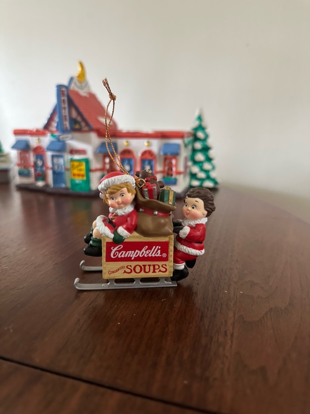 1996 Campbell's Soups Christmas Sled Ornament with Elves